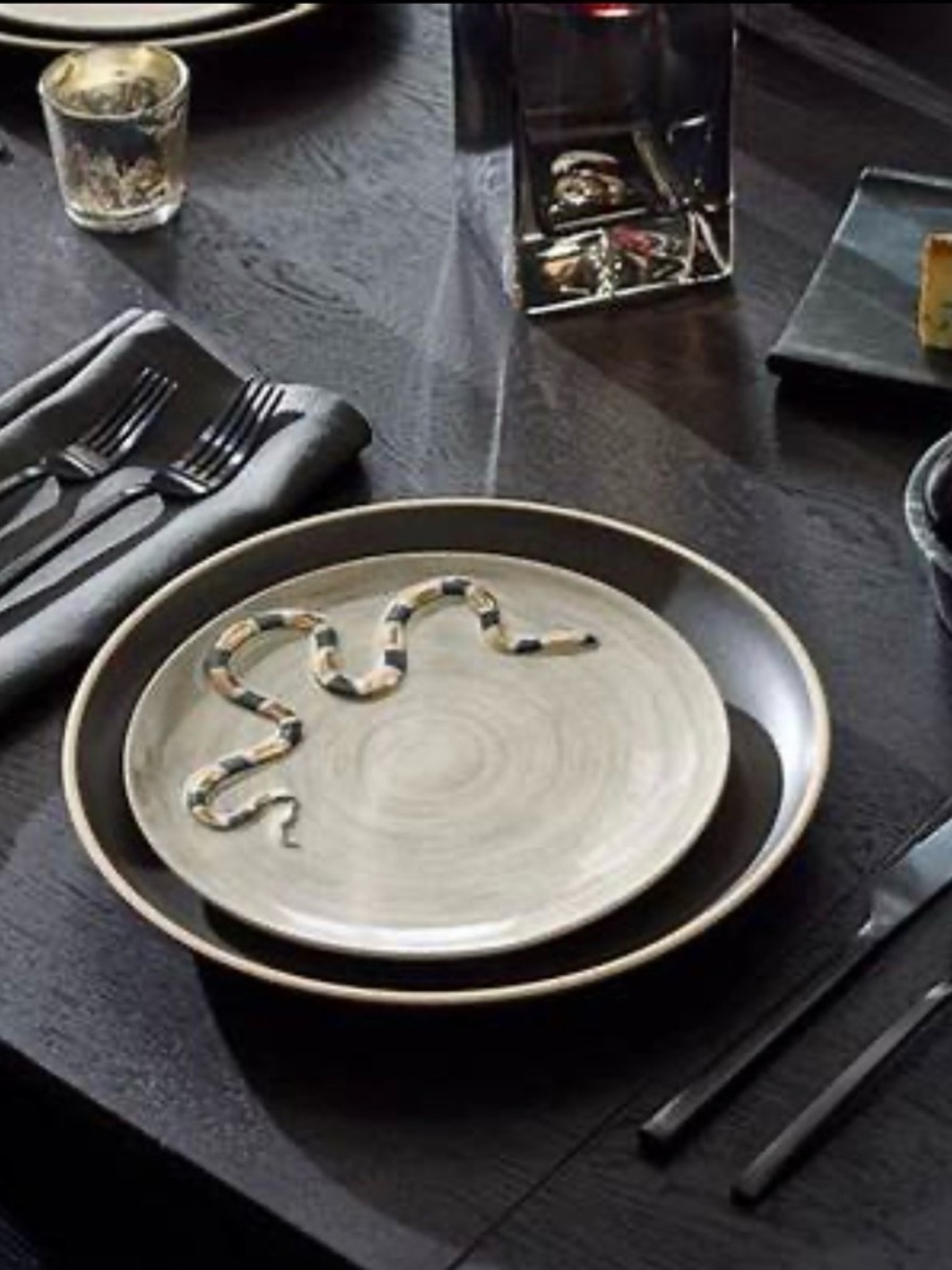 West Elm Sculpted Snake ceramic salad plates - set of two